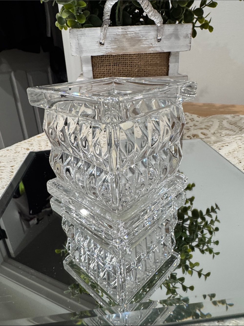 Waterford Crystal Clear Marquis Square Votive VTG EUC - Picture 3 of 12